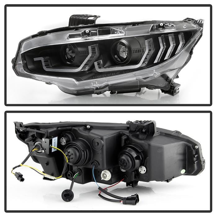 Spyder Apex Projector Headlights with Sequential Turn Signal for 2016+ Honda Civic - Two Step Performance