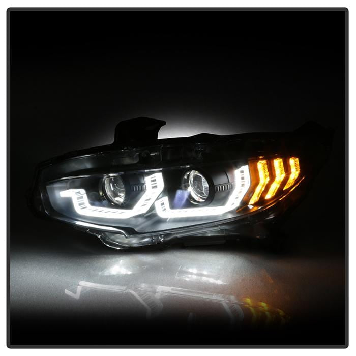 Spyder Apex Projector Headlights with Sequential Turn Signal for 2016+ Honda Civic - Two Step Performance