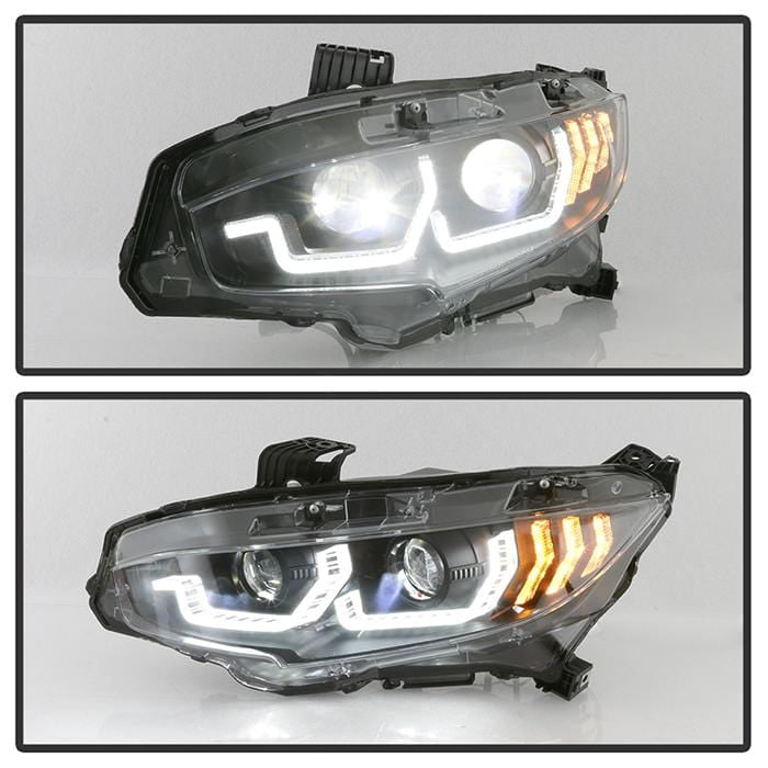 Spyder Apex Projector Headlights with Sequential Turn Signal for 2016+ Honda Civic - Two Step Performance